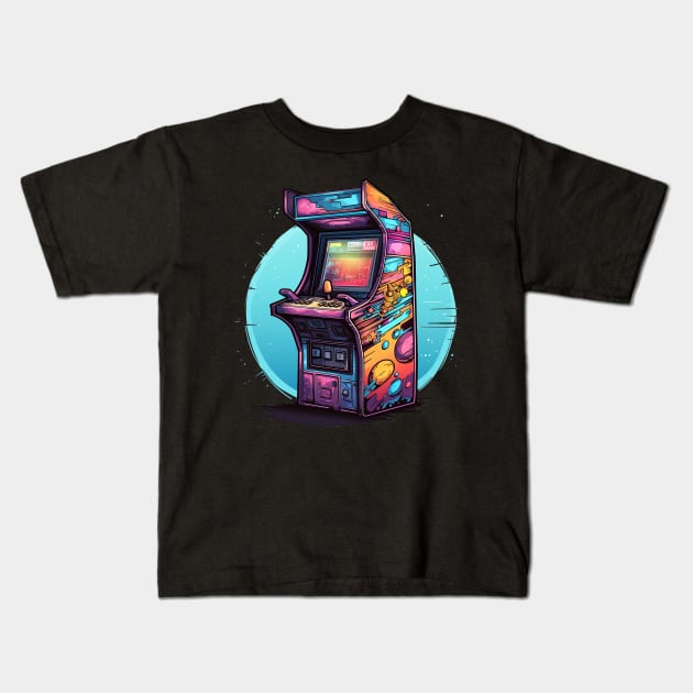 Retro colorful arcade game Kids T-Shirt by OurCCDesign